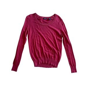 Moda International Silk Cashmere Blend Scoop Neck Sweater Deep Red Medium